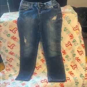 Girls Distressed Blue Jeans